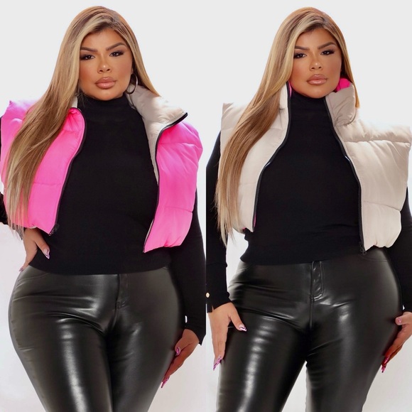 Fashion Nova | New Good Side Reversible Vest - Pink/Combined (Size XL) - Picture 2 of 11